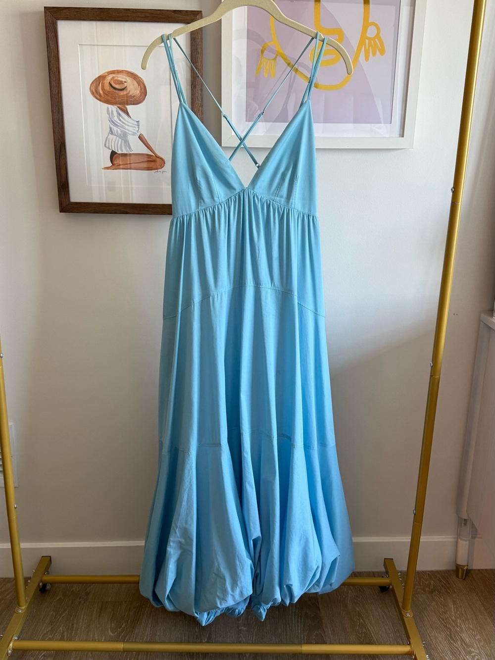 Cinq à Sept • Effie • sky blue strappy maxi slip dress balloon hem • 6 - Picture 2 of 10